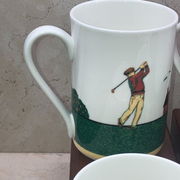 Vintage 90’s Set of 4 Christopher Stuart Fairway Cappuccino Mugs Optima HK 204 - Picture 4 of 12